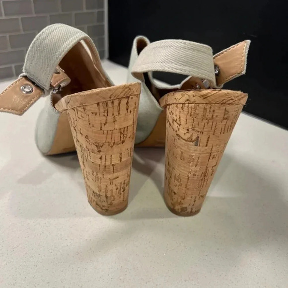 Charlotte Russe Denim Wedge Heels Size 10 - Picture 3 of 5